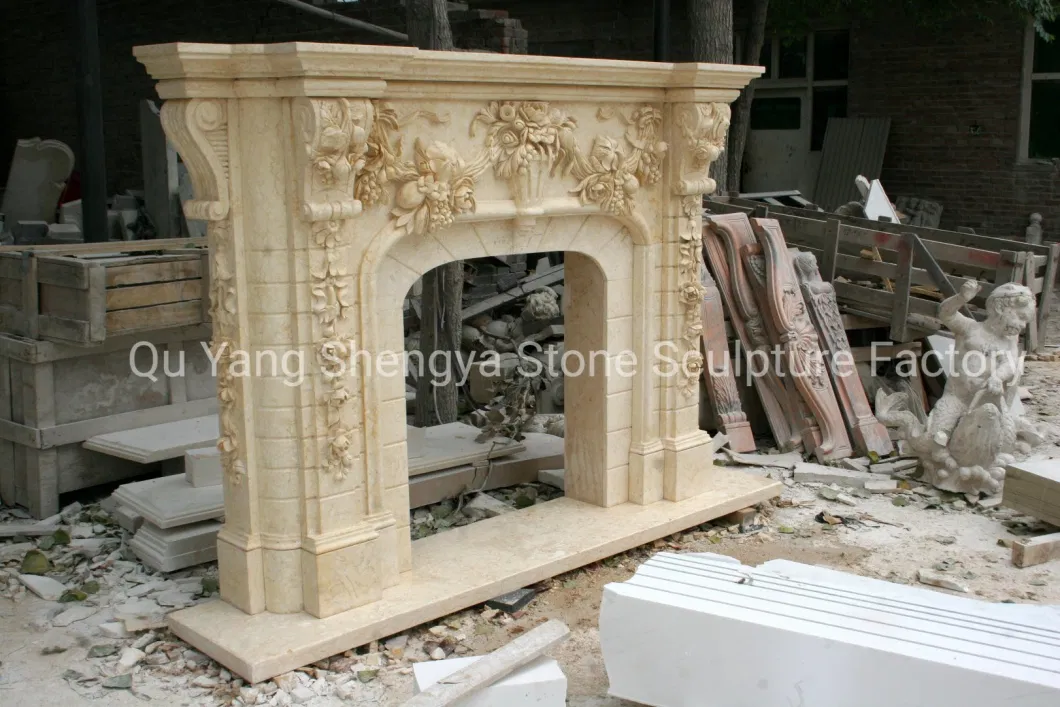 Beige Sculpture Marble Fireplace Surround Mantel (SY-MF037)