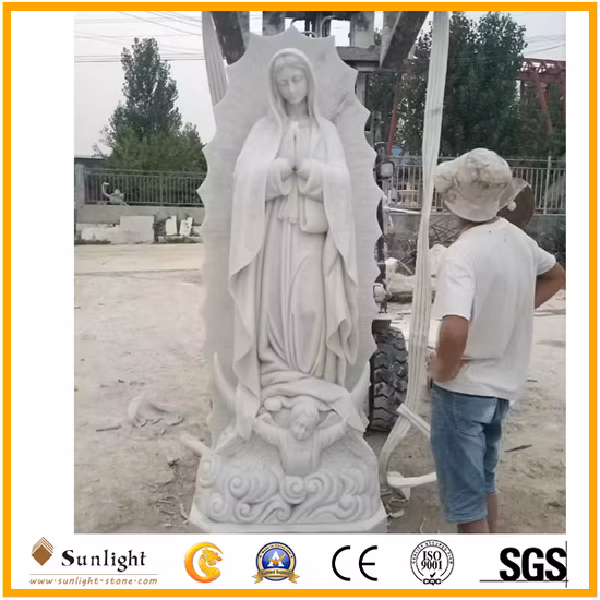 Religious Sculpture, Marble Statue of St Mary with Baby Jesus